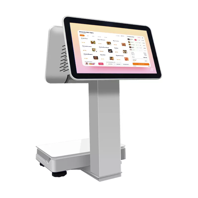 Supplier 15.6 Inch+14 Inch Dual Screen Cash Register Windows7/10/Android Pos All In One With Electronic Weigher